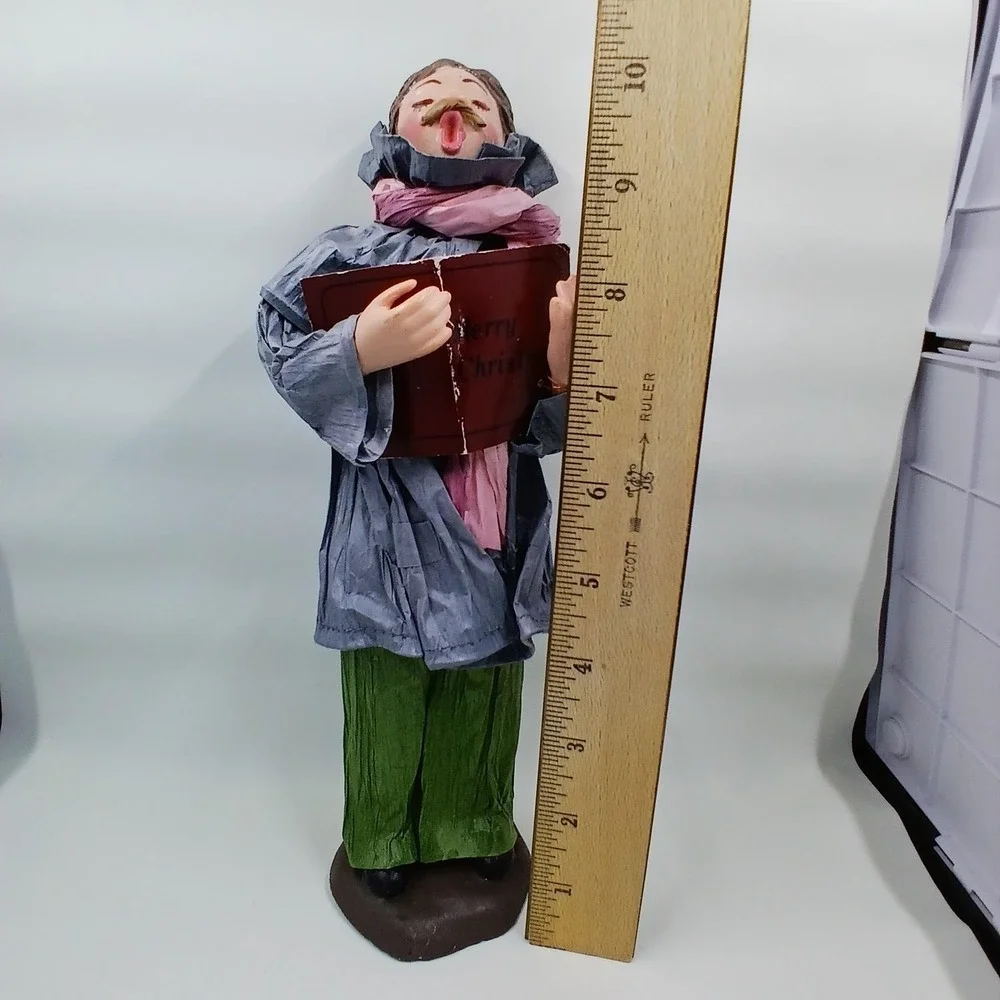 Christmas Caroler Figurine Man Singing With Song Book‎ Holiday Home Decor